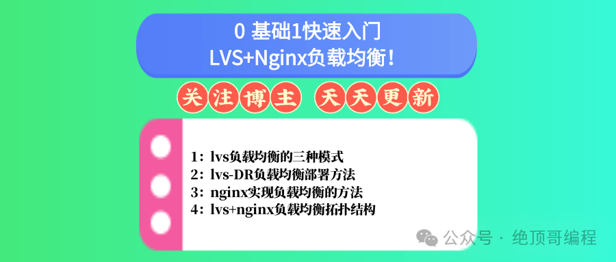 0基础1快速入门,LVS+Nginx负载均衡!(图1) 0基础1快速入门,LVS+Nginx负载均衡!(图1)